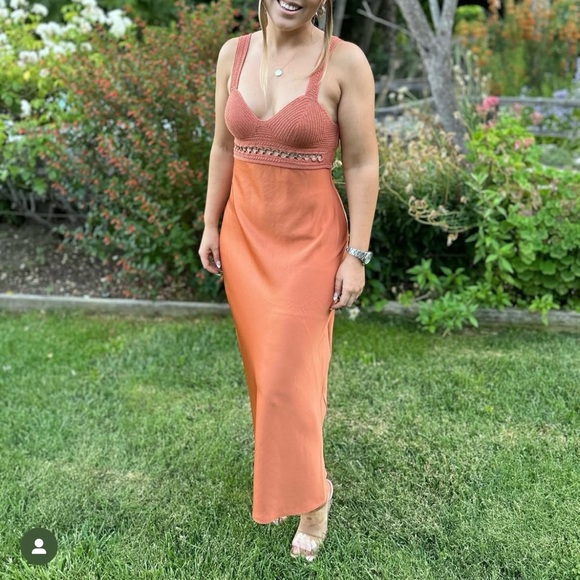 A.L.C Talia Crochet Bodice Satin Midi Dress - Picture 3 of 17